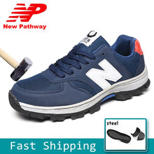 Load image into Gallery viewer, Cow Leather Safety Shoes Steel Toe Mens Breathable Work Shoes Construction Protective Footwear Large Size 36-46 MB217